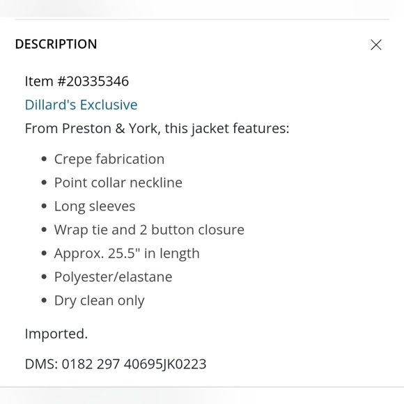 Preston and York Red Women's Point Collar Jacket w/Side Tie Detail, Sz 10 - Picture 11 of 11